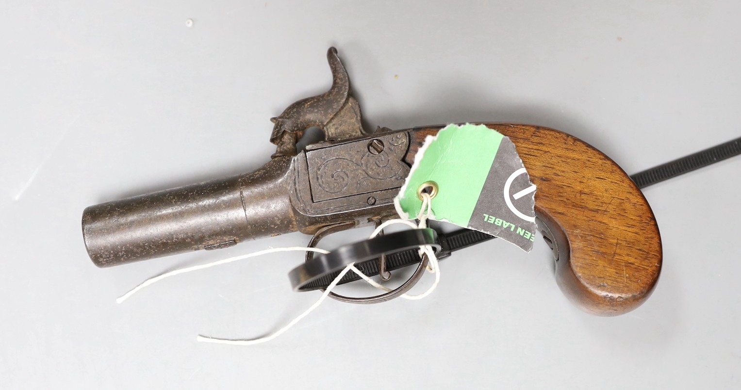 A 19th century percussion pocket pistol, 16.5cms long